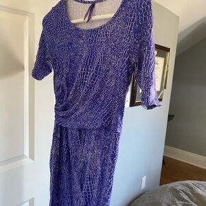Purple Patterned Midi Dress